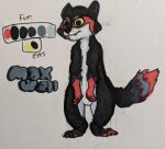  anthro black_body black_fur fur hi_res hoodieguy male mammal marker_(artwork) procyonid raccoon red_body red_fur solo traditional_media_(artwork) yellow_eyes 