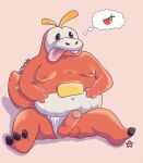  2022 anthro balls belly clothing clothing_aside erection fuecoco genitals hi_res humanoid_genitalia humanoid_penis male moobs navel nintendo nipples overweight overweight_male penis pok&eacute;mon pok&eacute;mon_(species) red_body sitting solo tongue tongue_out underwear underwear_aside video_games zawbao 