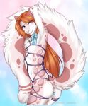  accelo accelo_(character) anal anal_masturbation anal_penetration anthro balls bdsm bell bell_collar bondage bound butt buttplug chest_tuft collar countershading digital_media_(artwork) felid fluffy fluffy_tail fur genitals girly hair hand_behind_head heterochromia hi_res holding_tail inner_ear_fluff leaning leaning_forward long_hair looking_at_viewer male mammal masturbation nude pantherine penetration penis pink_body pink_fur plug_(sex_toy) red_hair restraints ribbons rope rope_bondage rope_harness sex_toy side_view slim smile snow_leopard solo spots standing tongue tongue_out tuft 