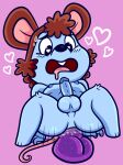  &lt;3 &lt;3_eyes anal anal_masturbation animal_crossing anthro balls blue_body blue_fur blush brown_hair dildo dildo_sitting erection fur genitals hair hi_res male male_penetrated mammal masturbation moose_(animal_crossing) mouse murid murine nintendo nipples penetration penis perineum rodent sex_toy sinribbons solo video_games 