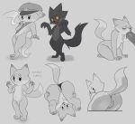  anthro canid canine female fox foxtrot_(copyright) hi_res male male/female mammal servali_sketch short_stack sketch_page solo 