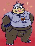  anthro balls belly blep blush bottomless bracelet clothed clothing english_text erection foreskin genitals hi_res jewelry koopaling male mario_bros morton_koopa_jr. navel nintendo overweight penis shirt sinribbons solo t-shirt t-shirt_only text text_on_clothing text_on_shirt text_on_topwear tongue tongue_out topwear video_games 