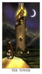  anthro black_fur building card clothed clothing crescent_moon feline feralise fire fur hair hybrid lucian_(threedawg) major_arcana male mammal moon mountain night outside procyonid raccoon sky solo star tarot_card the_tower_(tarot) tiger tower white_fur white_hair 