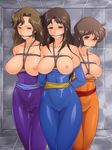  3girls 80s bb bdsm bondage bound breasts cat&#039;s_eye cat's_eye female gag kisugi_ai kisugi_hitomi kisugi_rui large_breasts leotard multiple_girls nightmare_express nipples oldschool onigiri_(ocelot) tears topless 