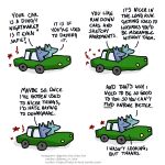  1:1 ? blue_body blue_fox_(foxes_in_love) blue_fur blue_tail canid canine car comic dialogue duo english_text exclamation_point feral fox foxes_in_love fur green_body green_fox_(foxes_in_love) green_fur green_tail hi_res male_(lore) mammal shadow simple_background text url vehicle 