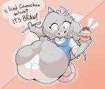  2022 anthro big_butt breasts butt clothed clothing dessert digital_media_(artwork) elisa_(maddeku) female food hi_res huge_butt looking_at_viewer maddeku mammal murid murine panties pinup pose rat rodent smile solo thick_thighs underwear wide_hips 