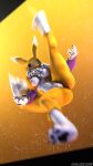  3d_(artwork) anthro bandai_namco canid canine digimon digimon_(species) digital_media_(artwork) dominussfm female flying_kick fox hi_res kick looking_at_viewer mammal renamon solo source_filmmaker suspended_in_midair 