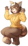  2022 3_toes 4_fingers ahoge anthro barefoot blush bottomless breasts brown_body brown_eyes brown_fur canid canine claws clothed clothing crouching cute_fangs egg eyelashes feet female finger_claws fingers food fried_egg fur hair happy healingpit hi_res hoodie hoodie_only inner_ear_fluff kemono looking_at_viewer mammal multicolored_body multicolored_fur multicolored_tail open_mouth open_smile pawpads paws raccoon_dog short_hair simple_background smile solo tan_body tan_fur tanuki toe_claws toes tongue topwear topwear_only tuft white_background white_body white_fur 
