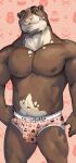  2020 absurd_res anthro balls_outline brown_body brown_eyes brown_fur bulge clothing detailed_bulge fur genital_outline hi_res looking_at_viewer lutrine male mammal multicolored_body multicolored_fur muscular muscular_male mustelid navel nipples pecs penis_outline pink_nose rudderbutts skrawl two_tone_body two_tone_fur underwear whiskers white_body white_fur 