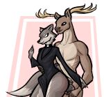  anthro cervid duo erection grinding horn jam_(artist) male male/male mammal priest religion reverend_wolf_(jam) simple_background 