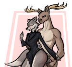  anthro cervid duo erection grinding horn jam_(artist) male male/male mammal priest religion reverend_wolf_(jam) simple_background 