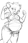  anthro biped clothed clothing domestic_cat felid feline felis female hi_res looking_back mae_borowski mammal monochrome navel night_in_the_woods pregnant sketch solo undoing_clothing undone_belt video_games zachary23 