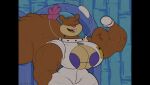  absurd_res anthro armor big_breasts big_muscles blue_background bodysuit bra breasts brown_body brown_fur buckteeth cleavage clothed clothing door exposed_breasts eyes_closed female flexing flexing_bicep flower fluffy fluffy_tail fur headgear helmet hi_res huge_breasts huge_muscles lerntern mammal muscular muscular_anthro muscular_female nickelodeon plant purple_bra purple_clothing purple_underwear rodent sandy_cheeks sciurid screenshot_edit simple_background skinsuit solo spongebob_squarepants squirrel_tail suit teeth thick_thighs tight_clothing underwear vein veiny_muscles white_suit wide_hips zipper 