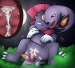  2_penises animal_genitalia animal_penis arbok asphyxiation blush bodily_fluids breath_play coiling cum cum_drip cum_in_pussy cum_in_uterus cum_inside cum_on_penis detailed_background dominant dominant_male dripping duo ejaculation erection eye_roll fangs female female_penetrated feral french_kissing genital_fluids genitals grass hemipenes hi_res internal kissing light looking_pleasured male male/female male_penetrating male_penetrating_female mammal moon moonlight multi_genitalia multi_penis mustelid narrowed_eyes nintendo open_mouth outside outside_sex penetration penis plant pok&eacute;mon pok&eacute;mon_(species) pussy reptile restrained scalie sex snake story story_in_description strangling tapering_penis tongue umbry00 uterus vaginal vaginal_penetration video_games weavile 