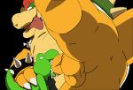  anthro balls beard belly bodily_fluids bowser cum dinosaur dragon duo erection eto1212 facial_hair genital_fluids genitals green_yoshi koopa male male/male mammal mario_bros nintendo open_mouth overweight overweight_male penis reptile scalie video_games yoshi 