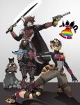  absurd_res anthro armor balto_star blasters canid canine canis cheetah cosplay duo felid feline female hi_res invalid_tag male mammal mandalorian mandalorian_armor nikki_kofi ruusen sabine_wren sfw star_wars teenager wolf young 