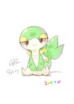  ambiguous_gender azre biped dated feral glistening glistening_eyes green_body green_eyes hi_res leaf_tail nintendo pok&eacute;mon pok&eacute;mon_(species) red_eyes signature simple_background sitting snivy solo video_games white_background white_body 