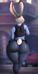  anthro big_butt butt clothed clothing disney female fully_clothed hi_res judy_hopps lagomorph leporid mammal nexcoyotlgt police rabbit rear_view thick_thighs uniform wide_hips zootopia 