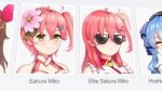  :&lt; flower green_eyes hair_flower hair_ornament hairclip hololive hoshimachi_suisei medium_hair meme merrytail one_side_up photo_(object) pink_hair sakura_miko smile sunglasses the_cooler_daniel_(meme) tokino_sora virtual_youtuber 