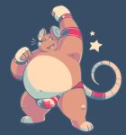  2017 anthro belly brown_body clothing greenendorf humanoid_hands male mammal murid murine overweight overweight_male rat rodent simple_background solo underwear wrestler 