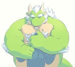  2015 anthro dragon duo embrace eyes_closed green_body greenendorf hug humanoid_hands male mature_male overweight overweight_male 