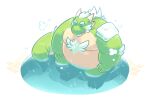  2015 3_fingers anthro bathing belly biped dragon fingers green_body greenendorf male mature_male sitting solo towel water 