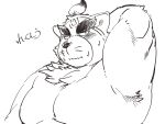  anthro armpit_fetish blush bust_portrait canid canine embarrassed exe_exem eyebrows lifewonders live-a-hero male mammal pecs portrait raccoon_dog shoen sketch solo tanuki thick_eyebrows video_games 