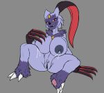  10:9 2022 anthro areola big_breasts bodily_fluids breasts female fur genital_fluids genitals hi_res karnator lactating looking_at_viewer multicolored_body multicolored_fur nintendo nipples pok&eacute;mon pok&eacute;mon_(species) purple_body purple_fur pussy pussy_juice red_eyes sneasler solo two_tone_body two_tone_fur video_games 