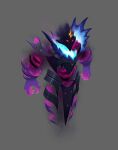  1boy armor character_name claws glowing grey_background league_of_legends magic male_focus pink_eyes simple_background solo thorsten_erdt xerath 
