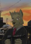  anthro canid canine canis car domestic_dog german_shepherd gun herding_dog hi_res holding_object holding_weapon male mammal pastoral_dog police_car ranged_weapon solo submachine_gun vehicle weapon wolfyalex96_(artist) 