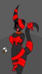  absurd_res anthro bdsm bell black_body blush bondage bound bow_ribbon broken_horn collar demon female hi_res horn navel rex_santos ribbon_bondage ribbons scar solo standing the_adversary the_binding_of_isaac_(series) tongue tongue_out video_games 