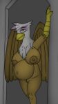  anthro avian belly big_belly big_breasts bodily_fluids breasts cum cum_inflation female friendship_is_magic genital_fluids gilda_(mlp) gryphon hasbro hi_res inflation j5furry looking_at_viewer my_little_pony mythological_avian mythology navel 