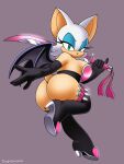  absurd_res anthro big_breasts big_butt breasts butt chiropteran female hi_res holding_katana holding_melee_weapon katana kunai looking_at_viewer looking_back looking_back_at_viewer mammal melee_weapon membrane_(anatomy) membranous_wings omegasunburst rouge_the_bat sega solo sonic_the_hedgehog_(series) sword weapon wings 