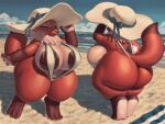  absurd_res anthro areola ball beach beach_ball big_areola big_breasts big_butt bikini breasts butt canid canine clothing dark_areola eyes_closed female fox front_and_back hat headgear headwear hi_res holding_clothing holding_hat holding_headgear holding_headwear holding_object huge_breasts huge_butt huge_thighs inflatable mammal multiple_poses neck_tuft outside patacon pose seaside short_stack sling_bikini solo sun_hat swimwear thick_thighs tuft wave wide_hips 