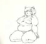  anthro belly big_belly big_breasts bikini black_and_white bored breasts camel_toe catti_(deltarune) clothing deltarune domestic_cat ear_piercing ear_ring felid feline felis female flabby_arms front_view frown hair half-closed_eyes hi_res kannoie kneeling mammal monochrome narrowed_eyes navel nipple_outline obese obese_anthro obese_female overweight overweight_anthro overweight_female piercing short_hair simple_background solo string_bikini swimwear thick_thighs three-quarter_view undertale_(series) video_games whiskers wide_hips 