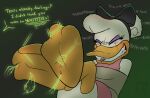  2022 absurd_res accessory anatid anseriform anthro avian bird bodily_fluids bound crying_laughing daisy_duck deaathtraap disney duck ducktales ducktales_(2017) eyes_closed eyeshadow feathers feet female foot_focus hair_accessory hair_bow hair_ribbon hi_res laugh makeup membrane_(anatomy) purple_eyeshadow ribbons solo tears tickle_torture tickling tickling_feet webbed_feet white_body white_feathers 