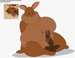  &lt;3 2022 anthro belly big_breasts blush breasts brown_body brown_fur duo eyelashes face_in_belly featureless_breasts female fur hi_res huge_breasts lagomorph larger_anthro larger_female leporid looking_at_another lunarclaws male mammal neck_tuft nude overweight overweight_anthro overweight_female rabbit real signature simple_background size_difference smaller_anthro smaller_male tuft white_background 