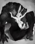  2022 4:5 anthro beastars black_and_white breasts butt canid canine canis cuddling detailed digital_media_(artwork) domestic_rabbit duo dwarf_rabbit exploring female finger_in_mouth fingers fur grey_body grey_fur greyscale hand_on_butt haru_(beastars) hi_res holding_butt lagomorph larger_male legoshi_(beastars) leporid looking_at_another love male male/female mammal monochrome mouth_play muscular netflix nude open_mouth oryctolagus rabbit romantic romantic_couple shaded side_boob signature simple_background sitting size_difference slim smaller_female teeth thendyart white_body white_fur wolf 