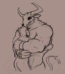  andrefil360 anthro big_dom_small_sub bone bovid bovine butt cattle chain demon dominant dominant_anthro dominant_male duo embrace eyes_closed fur glowing glowing_eyes hair hi_res holding_partner horn hug human human_on_anthro interspecies larger_anthro male male/male mammal muscular muscular_anthro muscular_male nude pecs romantic romantic_couple size_difference skull skull_head smaller_human submissive submissive_human submissive_male yellow_eyes 
