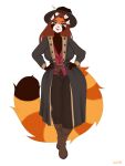  absurd_res ailurid anthro artist_awrpie breasts clothing coat female hat headgear headwear hi_res invalid_tag magic_user mammal midriff model_sheet pinup pose pregnant red_panda sfw slightly_chubby solo thick_thighs topwear witch 