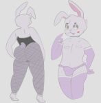  anthro big_butt blush bulge butt clothing digital_media_(artwork) fishnet fluffy fur hi_res lagomorph legwear leporid male mammal panties phant0mhat presenting presenting_hindquarters rabbit simple_background smile solo thigh_highs tight_clothing underwear 