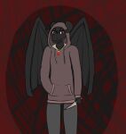  anonymous_artist anthro black_hair blood blood_on_weapon bodily_fluids clothing dragon hair jewelry knife male necklace red_eyes solo sweater topwear undead weapon wings zombie 