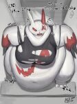  anthro bellylliumu clothing female hi_res nintendo obese obese_anthro obese_female oruka0827 overweight overweight_anthro overweight_female pok&eacute;mon pok&eacute;mon_(species) red_sclera solo torn_clothing video_games weight_gain zangoose 