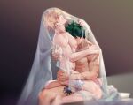  2boys abs ass_grab bakugou_katsuki blonde_hair boku_no_hero_academia cape closed_eyes green_hair highres jewelry male_focus midoriya_izuku multiple_boys muscular muscular_male necklace nipples nude open_mouth scar seoltang_(nitro_sugar) short_hair spiked_hair yaoi 