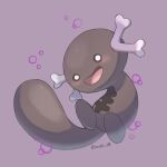  animal_focus artist_name black_eyes blush bubble commentary_request dark_skin highres iwasi_29 no_humans open_mouth paldean_wooper poison pokemon pokemon_(creature) purple_background simple_background smile tail twitter_username 