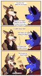 absurd_res anthro canid canine canis clothing comic coyote duo epic_games fortnite hi_res himbo humor male male/male mammal oscar_(fortnite) text topwear ventkazemaru vest wendell_(fortnite) wolf