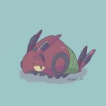  animal_focus aqua_background artist_name bug commentary_request highres iwasi_29 no_humans pokemon pokemon_(creature) shadow simple_background tail twitter_username venipede yellow_eyes 