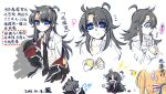 &gt;_&lt; 2girls ^^^ ahoge black_coat black_hair black_necktie blonde_hair blue_eyes blush chibi chinese_commentary chinese_text closed_mouth coat commentary_request crossed_bandaids d: dated drawing dx eyes_visible_through_hair female_commander_(girls&#039;_frontline) flying_teardrops food food_on_face girls&#039;_frontline griffin_&amp;_kryuger_military_uniform hair_between_eyes hair_over_one_eye hair_ribbon highres holding holding_spoon lightning_bolt_symbol long_hair long_sleeves looking_at_viewer multiple_girls multiple_views necktie notice_lines off_shoulder open_mouth partially_translated ponytail pudding red_necktie ribbon rock seal_impression shirt simple_background sleeves_past_fingers sleeves_past_wrists spoon springfield_(girls&#039;_frontline) striped striped_ribbon su_xiao_jei sweatdrop translation_request tripping venus_symbol very_long_hair wavy_hair white_background white_shirt |_| 