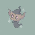 animal_focus artist_name black_skin closed_mouth colored_skin commentary_request fire floating green_background highres iwasi_29 no_humans phantump pokemon pokemon_(creature) red_eyes simple_background smile solid_oval_eyes twitter_username white_fire wood 