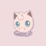  artist_name closed_mouth colored_skin commentary_request green_eyes highres iwasi_29 jigglypuff pink_background pink_skin pokemon pokemon_(creature) shadow simple_background smile twitter_username 